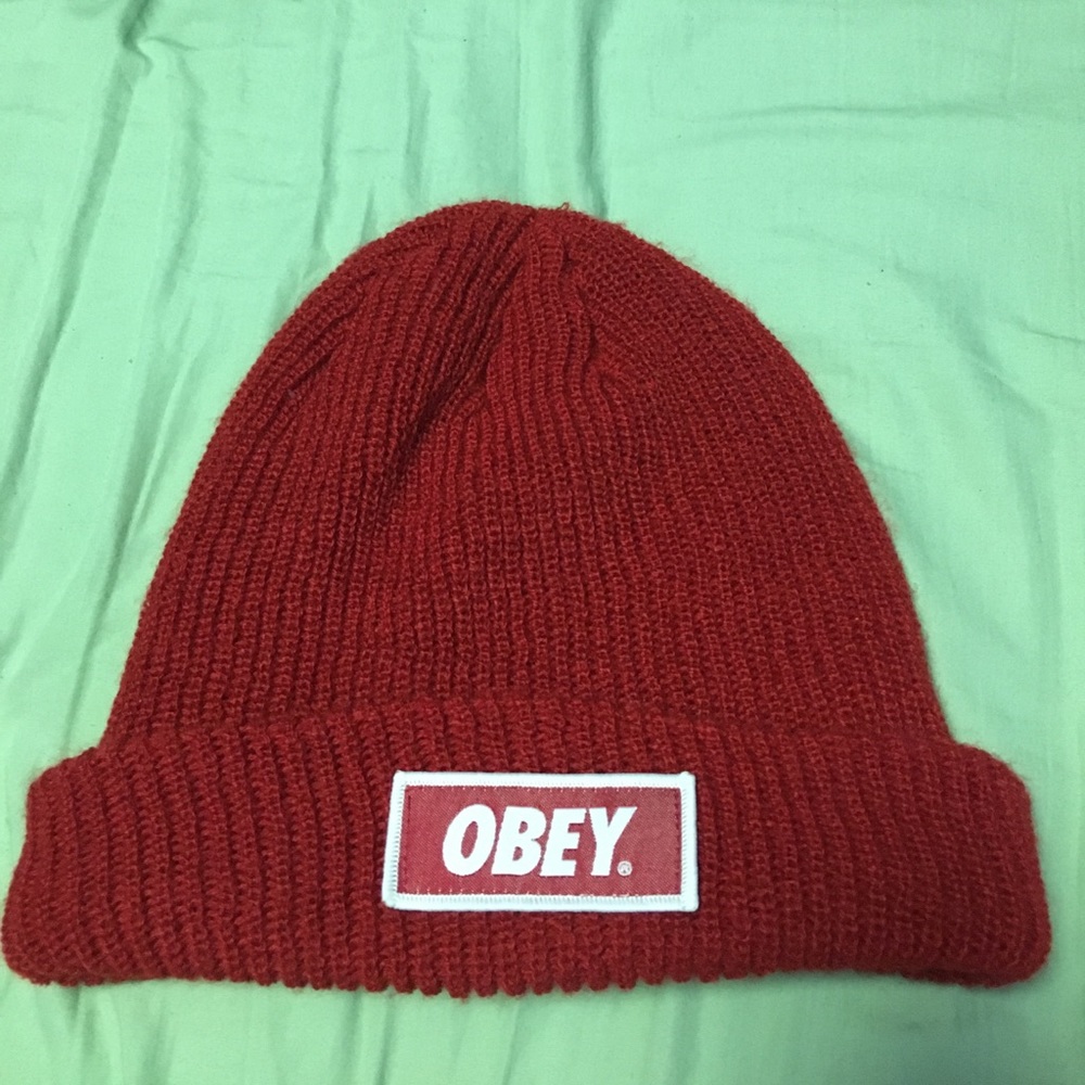 Obey beanie standard issue red beanie