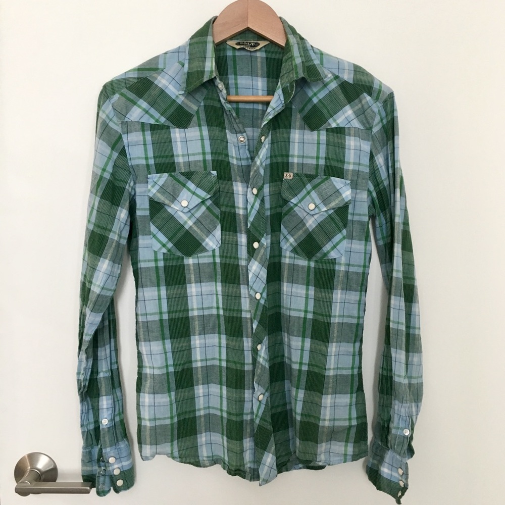 Salt Valley Blue & Green Plaid Western Shirt