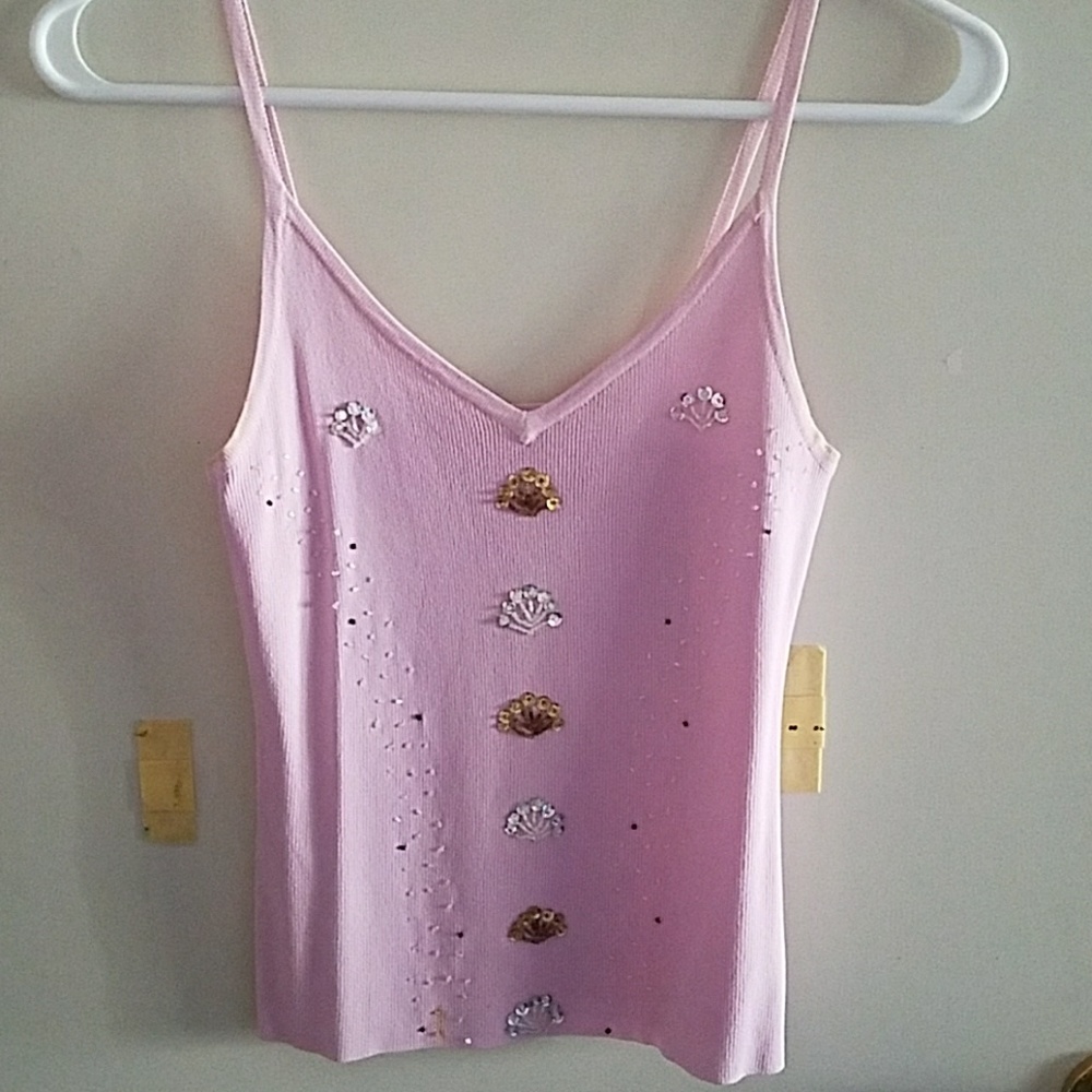 Beaded and sequined strap tank