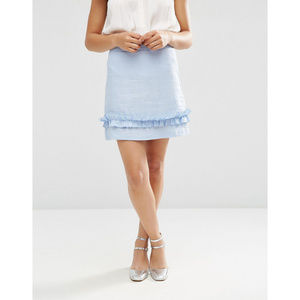ASOS | Pale Blue Ruffled Linen Skirt