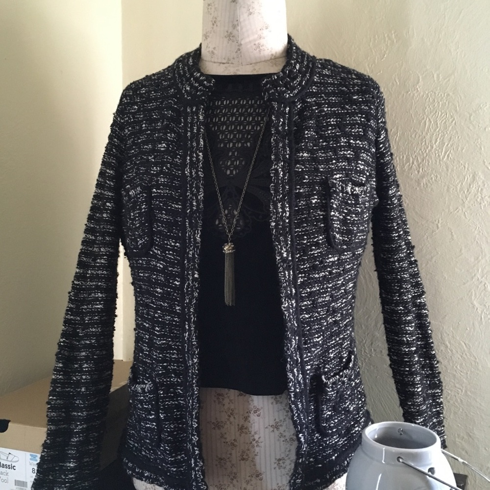 LOFT black and white sweater jacket