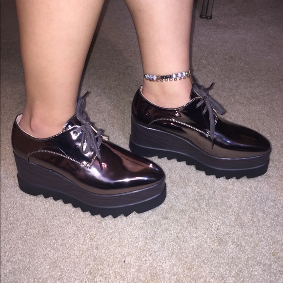 Stella Platform Wedge Sneakers Elyse in Pewter - Picture 4 of 4