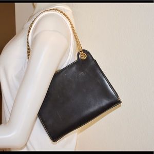 DOFAN Black Leather Chain Shoulder Bag-Vintage