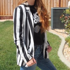 Striped black and white blazer jacket