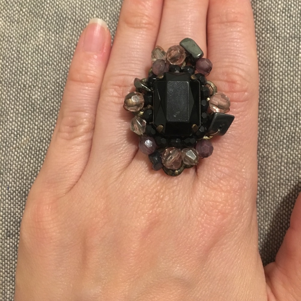 Black gem costume ring