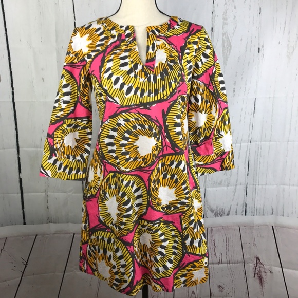 J. Crew Tunic Dress Ratti Electric Kiwi Tropical 6 - Picture 2 of 8