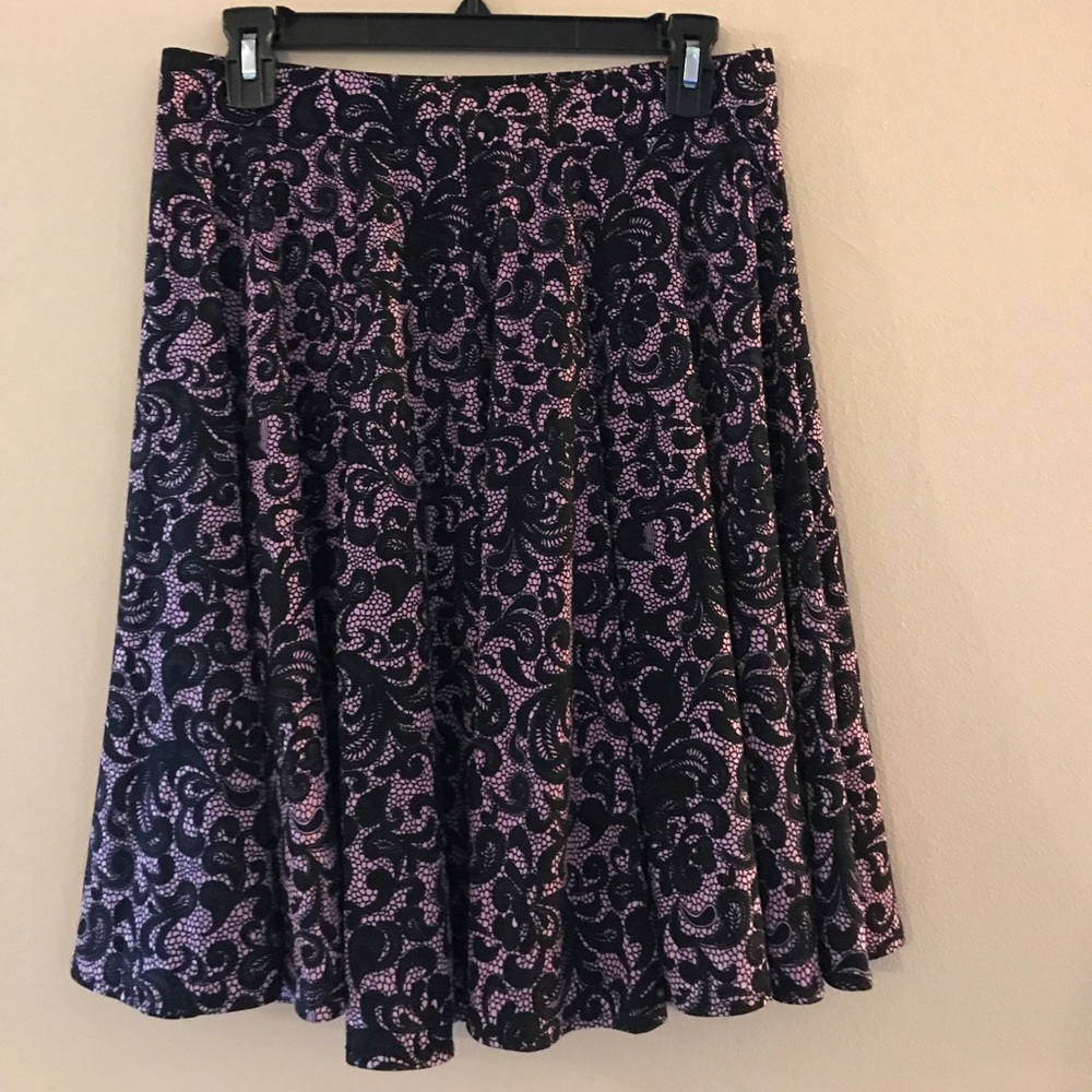 Black and Pink Lace Print Skirt