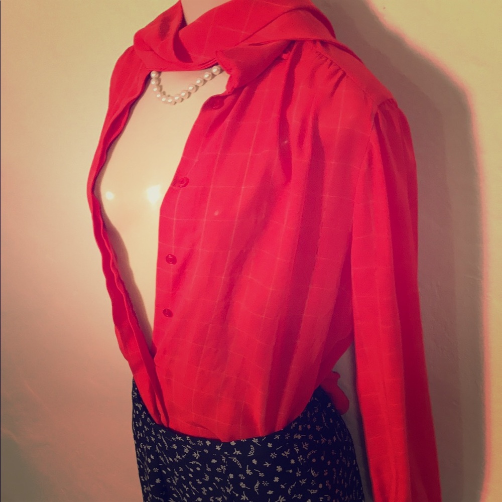 Beautiful Red Semi-Plaid Button Down