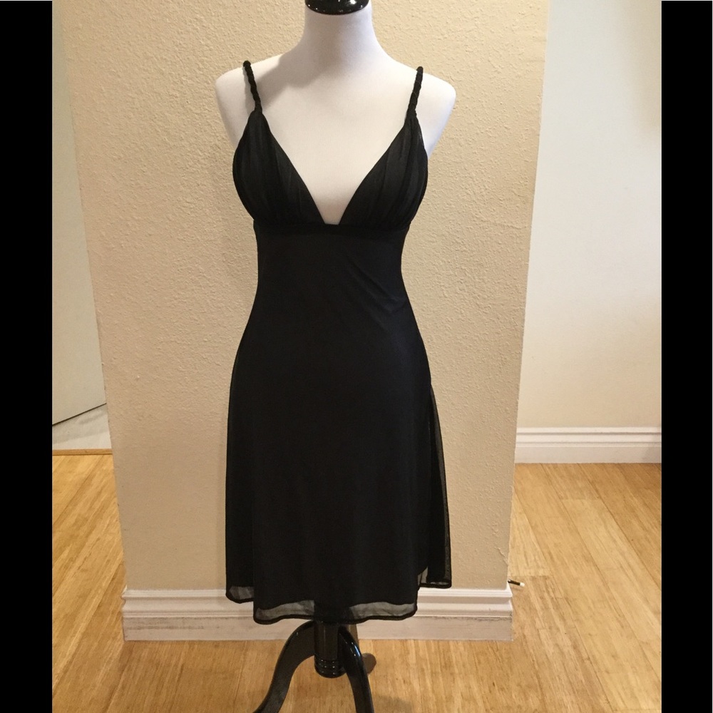 Black Deep V Chiffon Dress