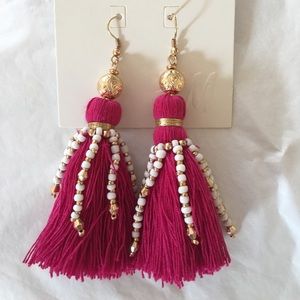H&M hot pink tassel earrings NWT H&M hot pink tassel earrings NWT