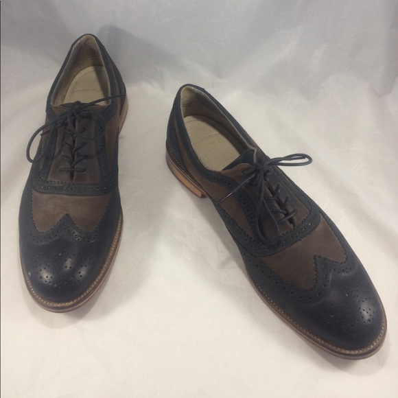 J Shoes men's size 13 blue & brown wingtip oxfords - Picture 4 of 8