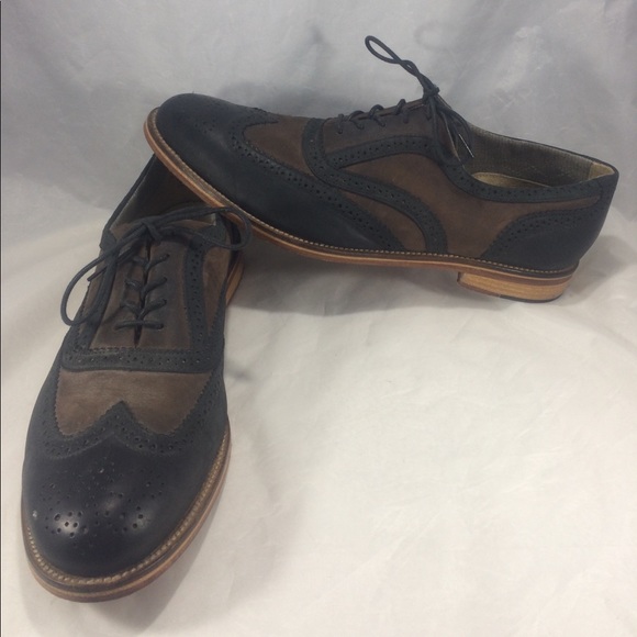 J Shoes men's size 13 blue & brown wingtip oxfords - Picture 6 of 8