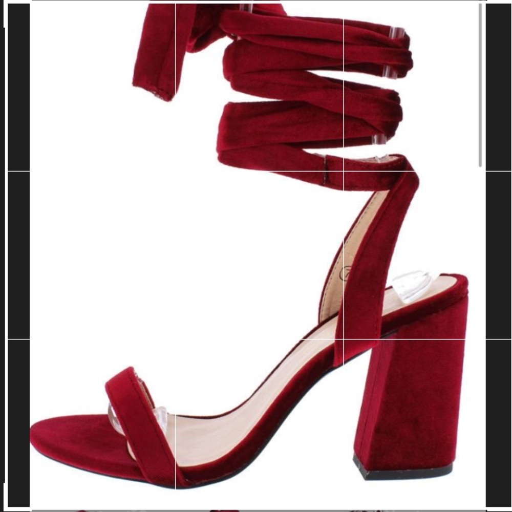 Velvet Chunky heel strappy sandals