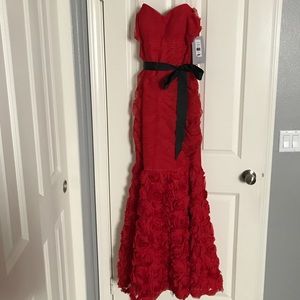 JS Collection Red Strapless Belted Mermaid Gown JS Collection Red Strapless Belted Mermaid Gown