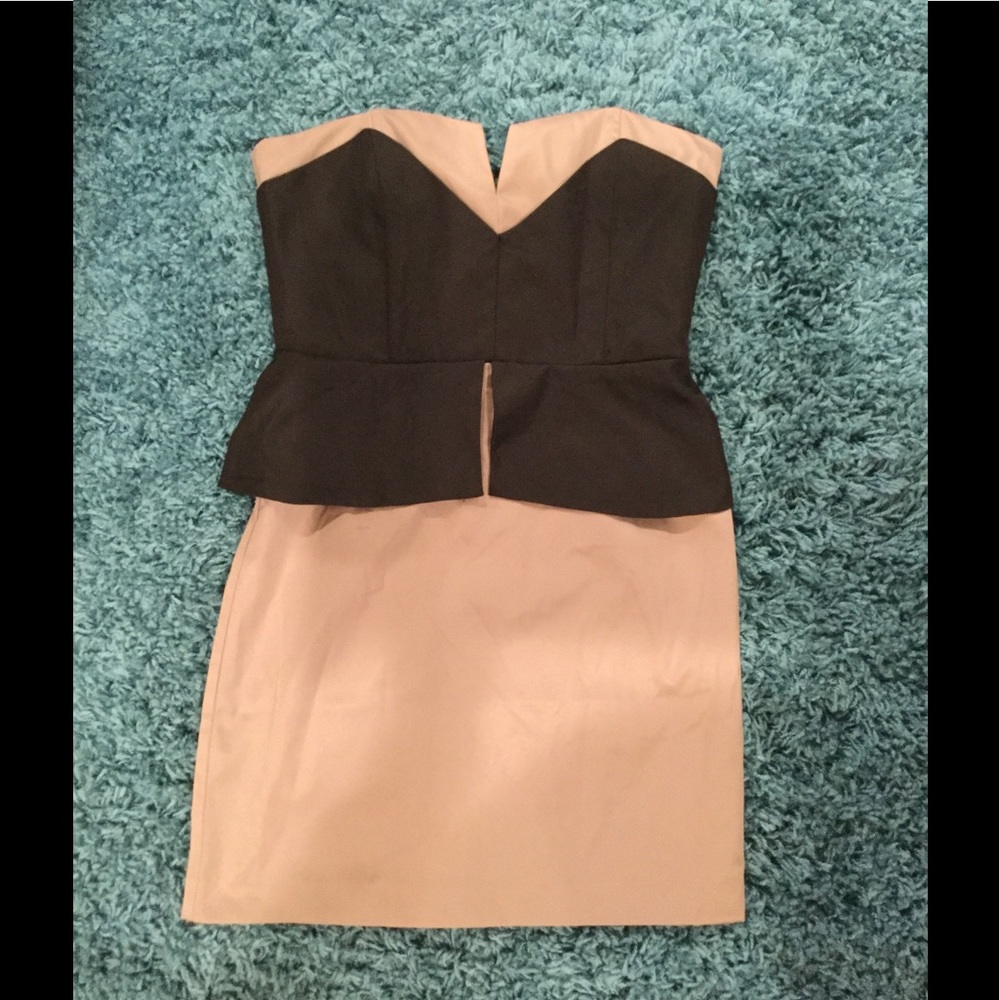 Grey and Black Mini Peplum Dress
