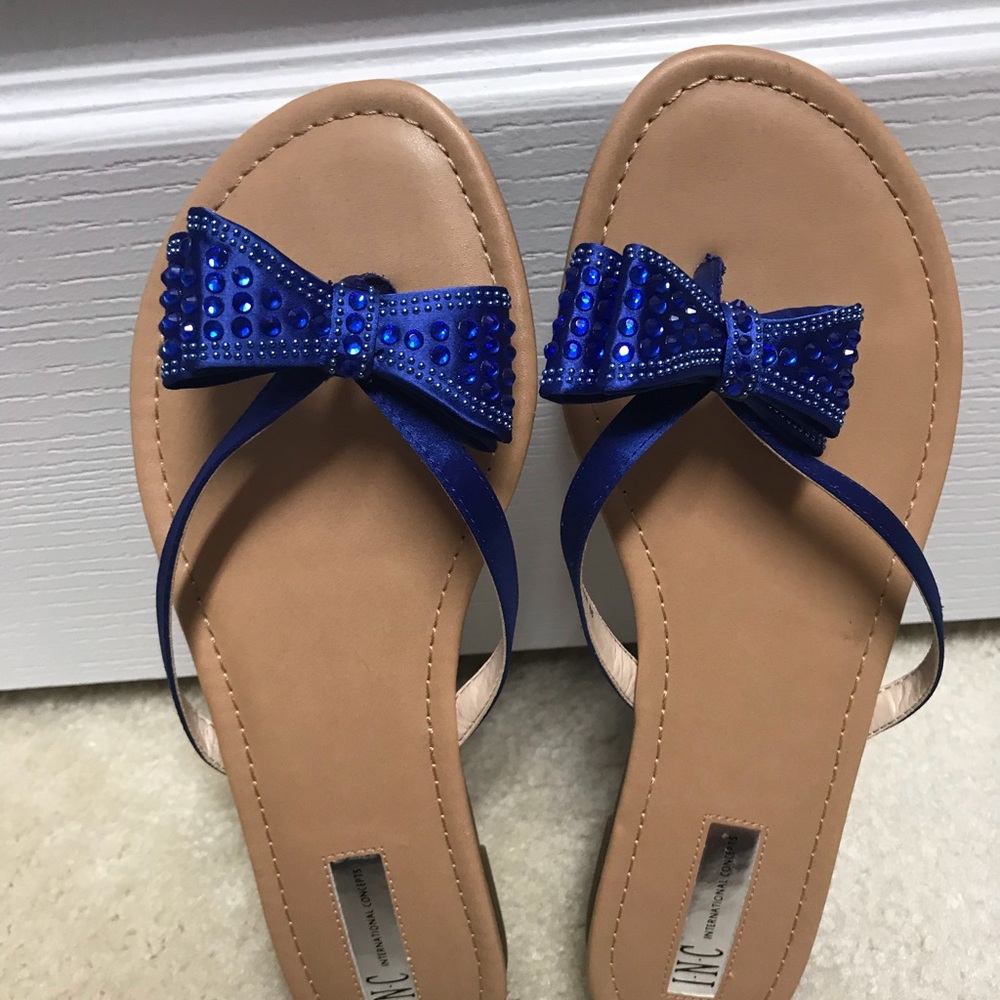 Royal blue bow sandals