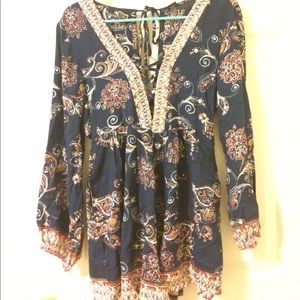 Strappy Front, Tie Back Long Sleeve Romper