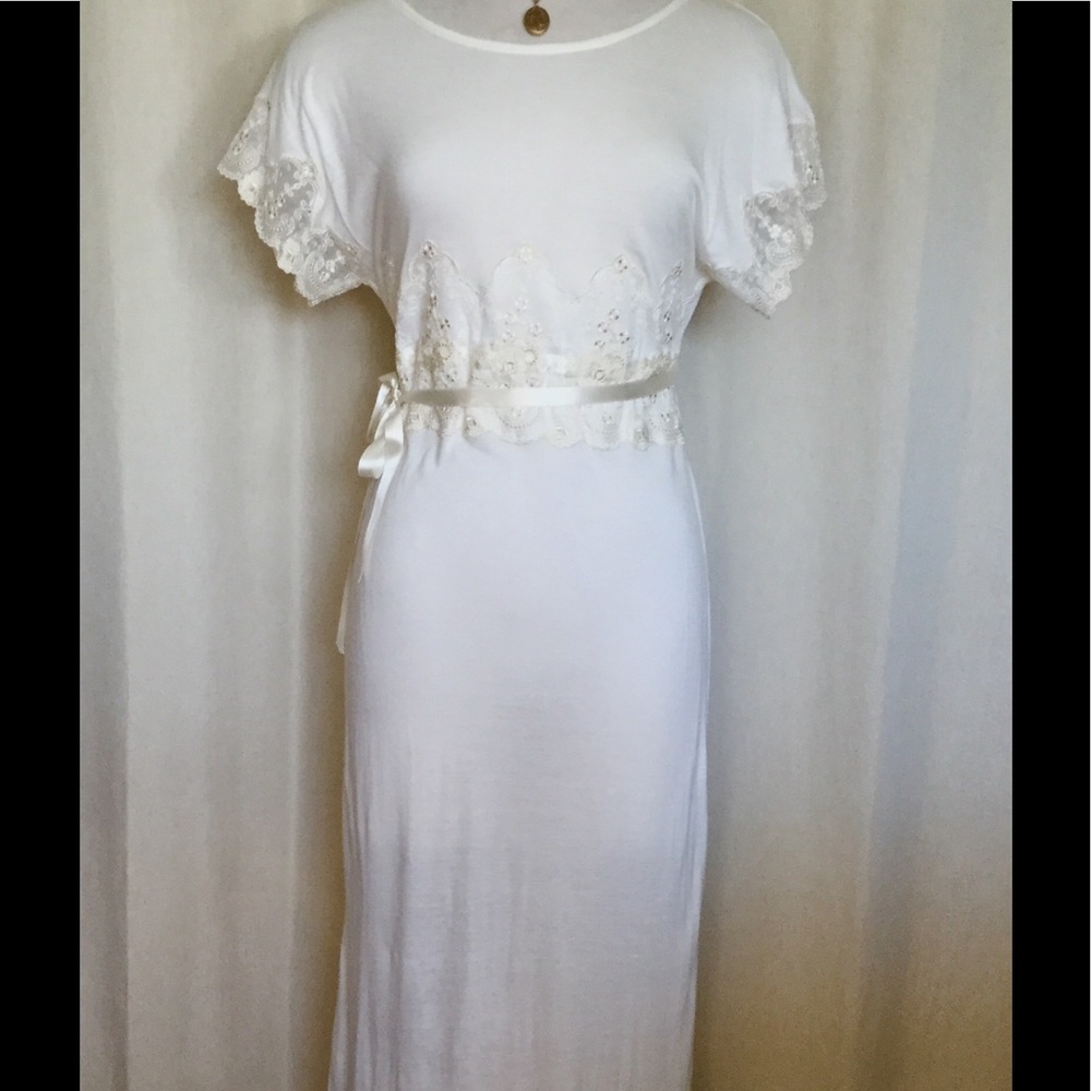 Cream colored jersey and lace Jesurum long dress