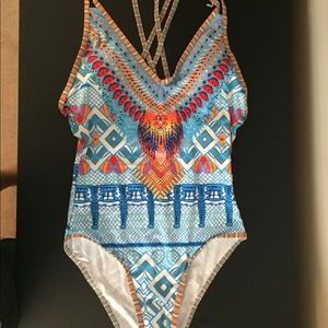 Multicolored One Piece Bathing Suit