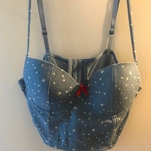 Crop jean bustier