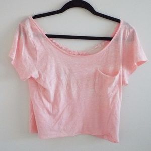 💕✨ HOLLISTER PINK FLOWER CROPPED SHIRT