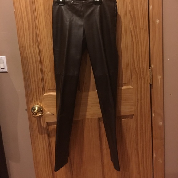 Danier brown leather slacks - Picture 1 of 3