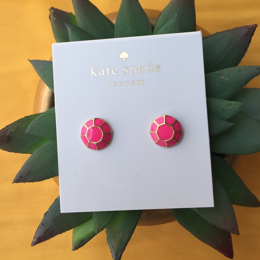 Kate Spade pink enamel gold tone earrings