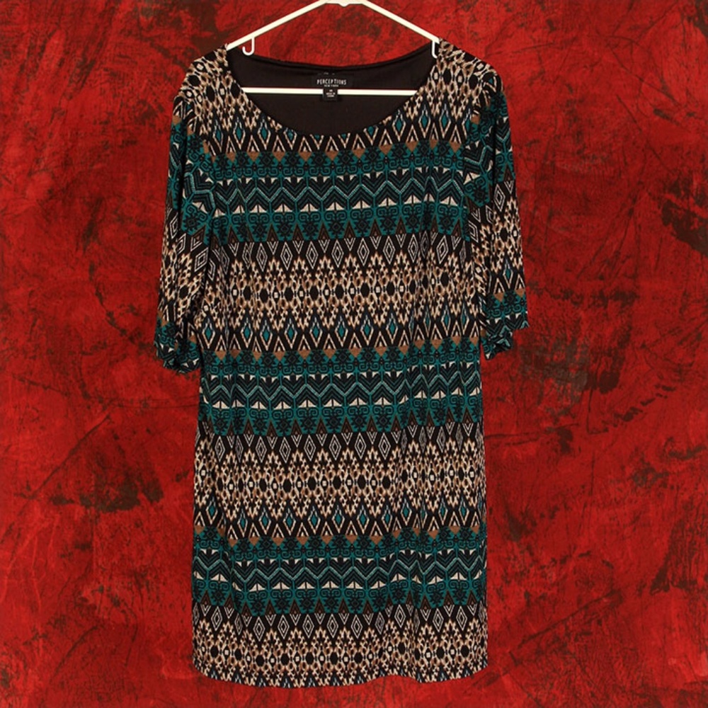3/4 length sleeve multi colored dress