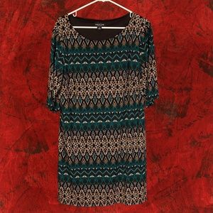 3/4 length sleeve multi colored dress