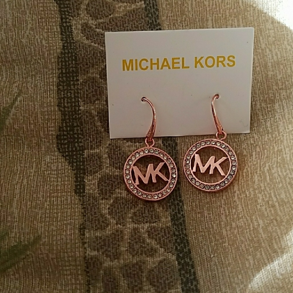 Michael kors rose gold Mk earrings