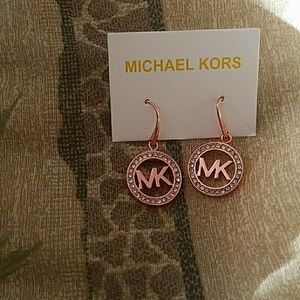 Michael kors rose gold Mk earrings