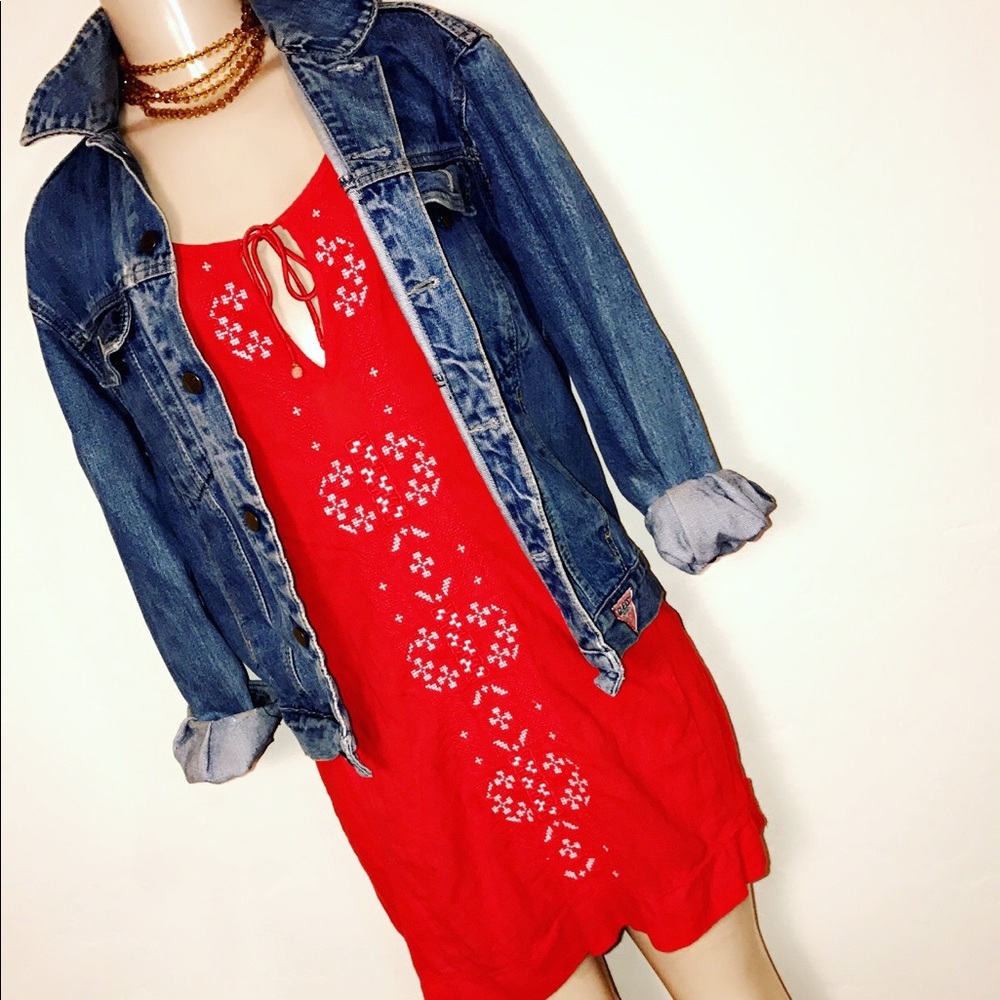 Cute, Bohemian style Red Mini Dress
