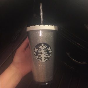 Silver Sparkle Starbucks Cup