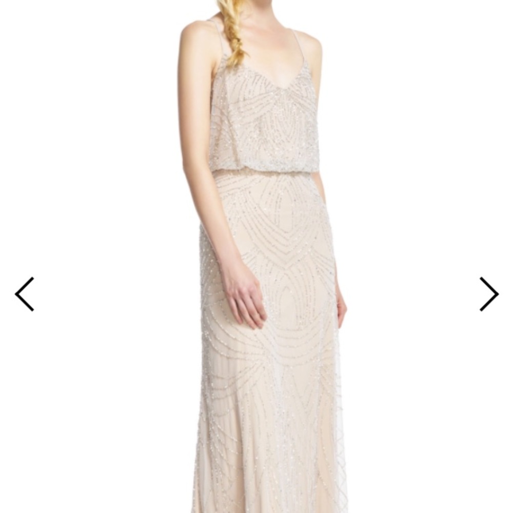 For Annabel Adrianna Papell  gown silver nude