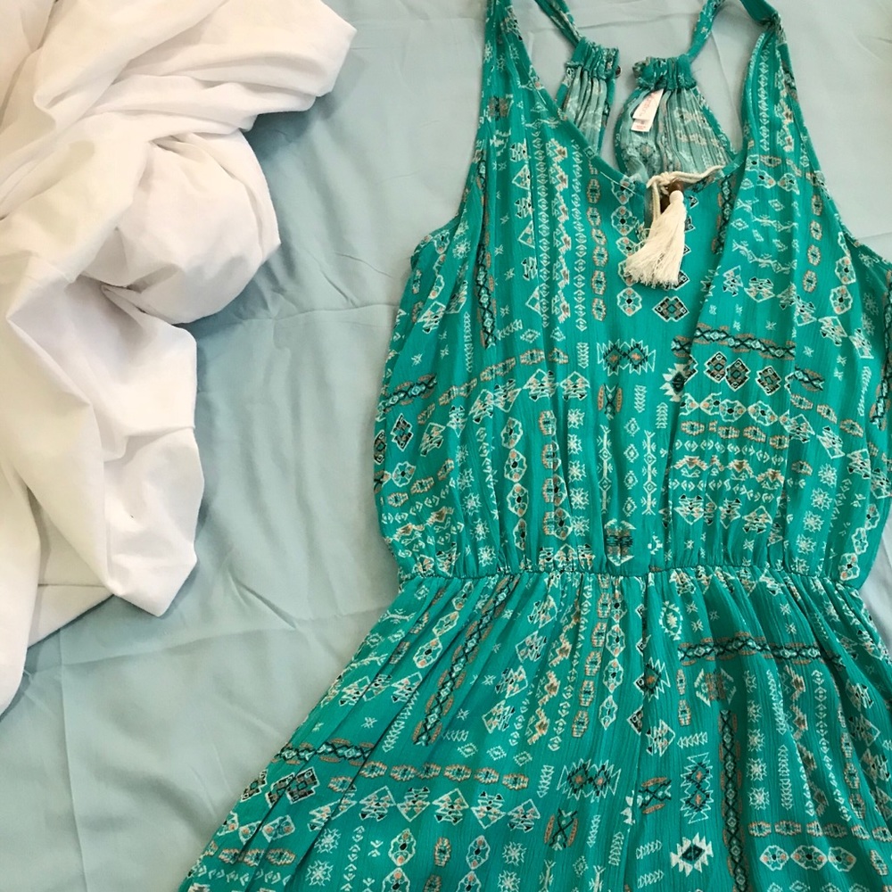 Adorable BOHO style Turquoise Patterned Romper