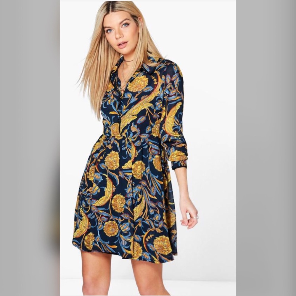 Floral Waisted Shirt Dress 👗