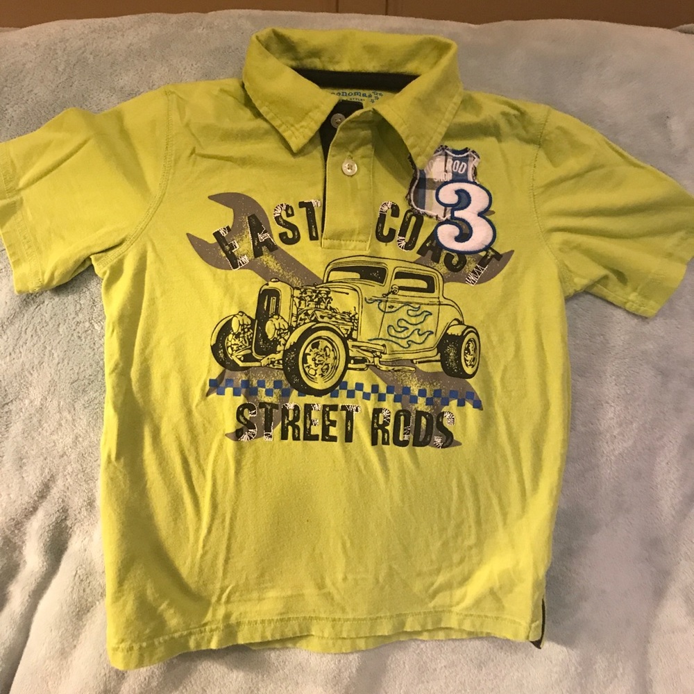 Yellow short sleeve button up shirt