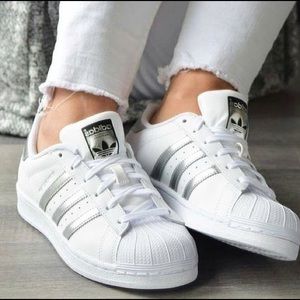 Adidas Superstar White with Silver Trim