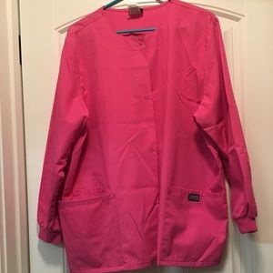 Solid pink scrub jacket.