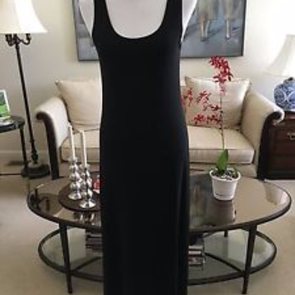 DKNY Scoop Neck Black Tank Maxi Dress - Picture 2 of 5