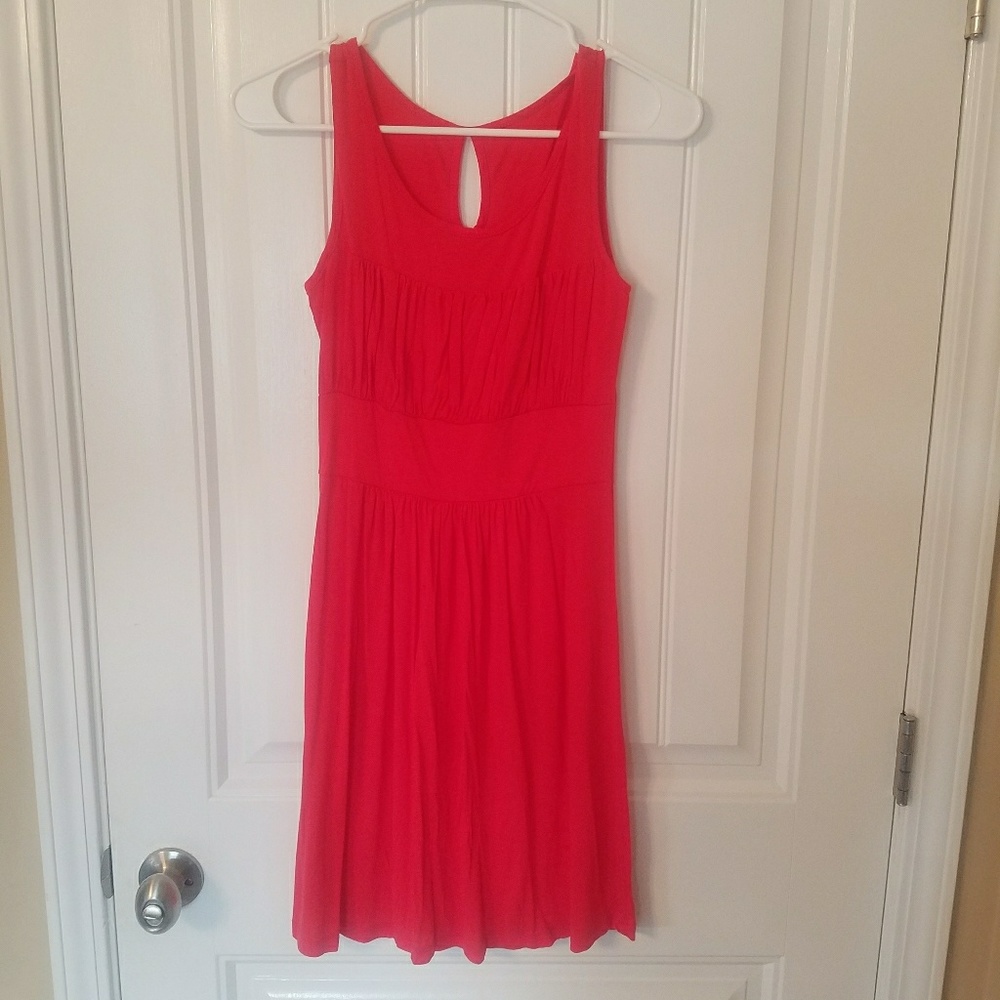 Simple Red Jersey Sleeveless Dress - Small