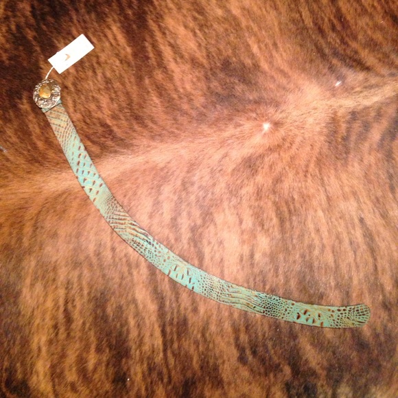 Leather belt with jasper/turquoise silver buckle main image 4