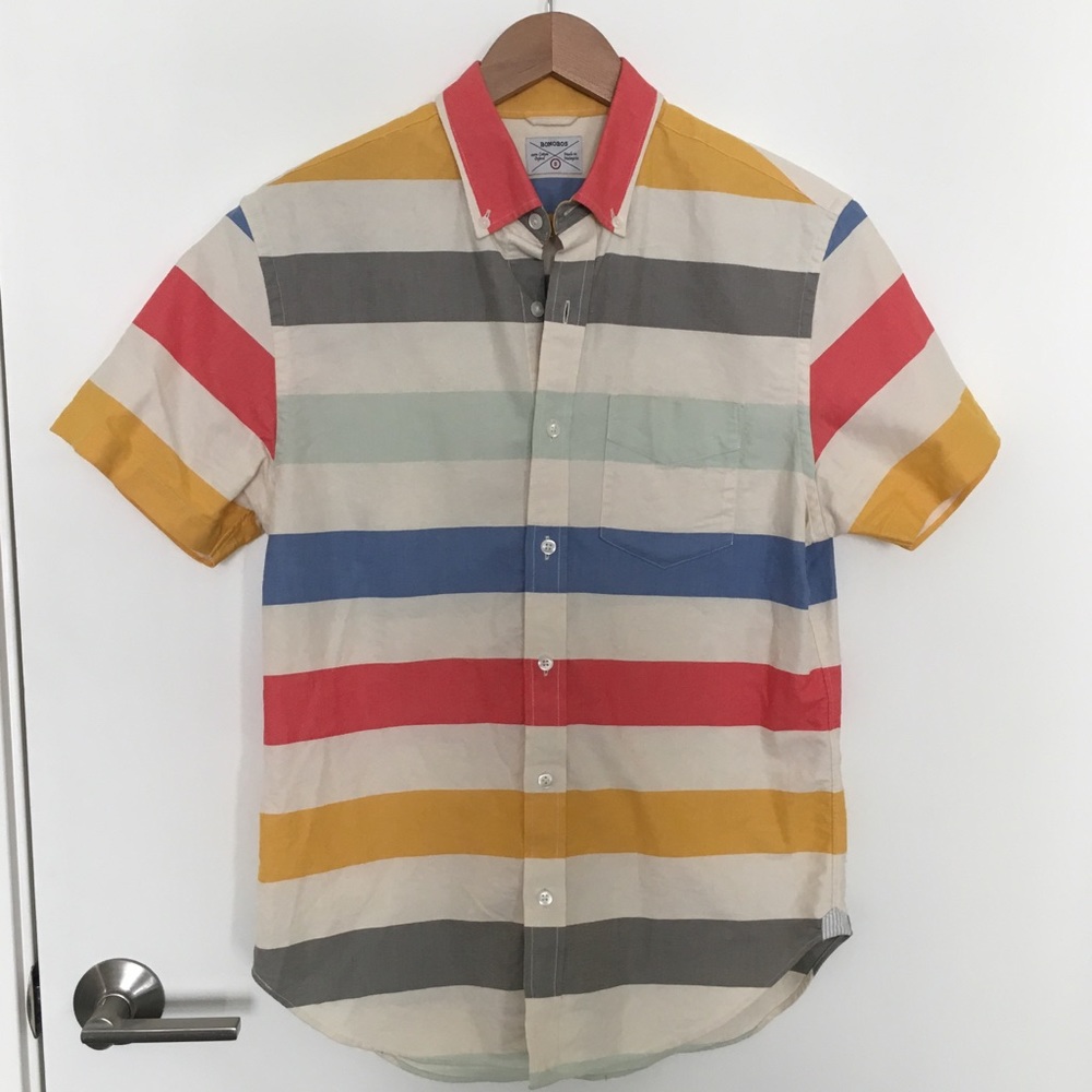 Bonobos Striped Short Sleeve Slim Fit Oxford Shirt
