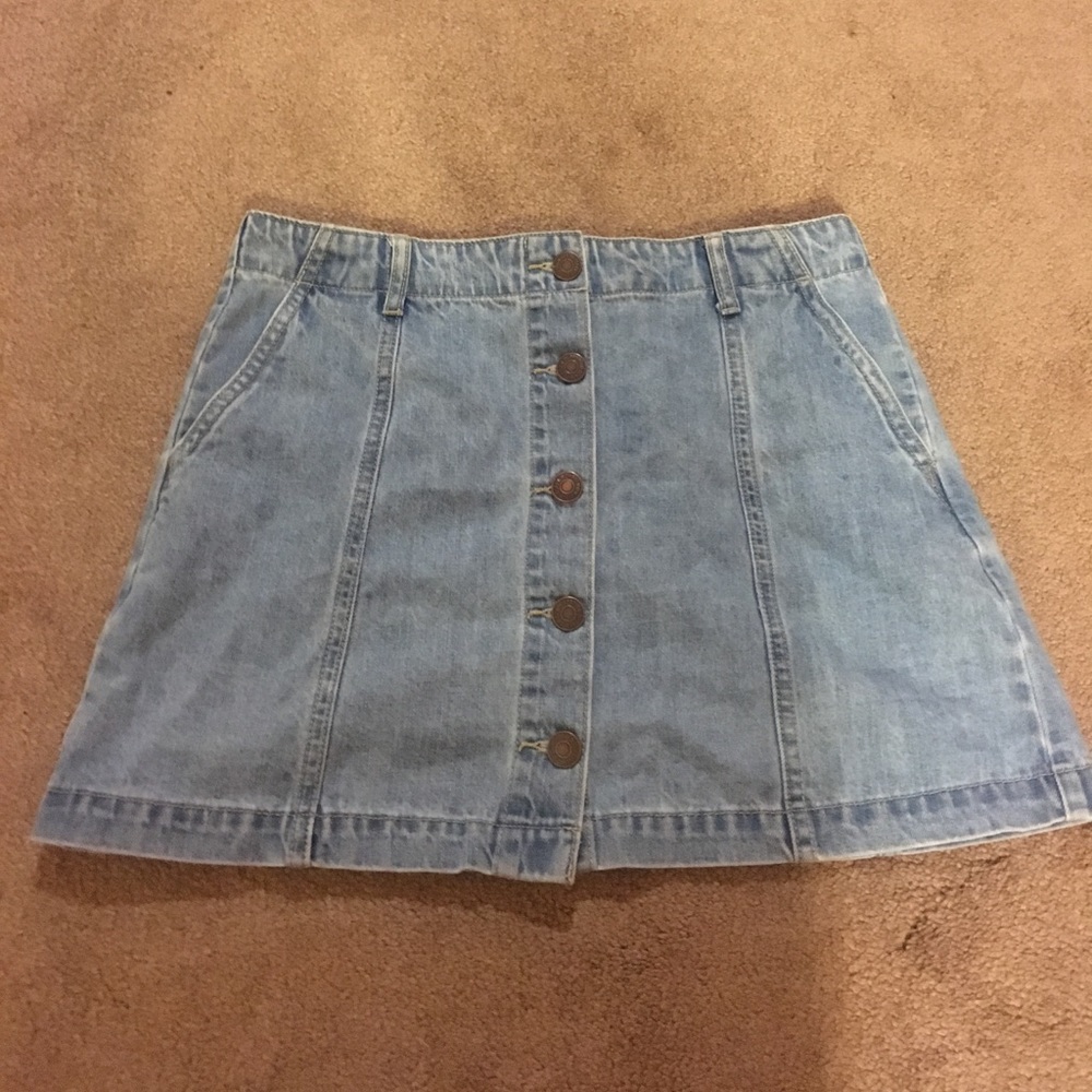 Button up high waisted denim skirt