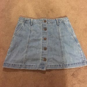 Button up high waisted denim skirt