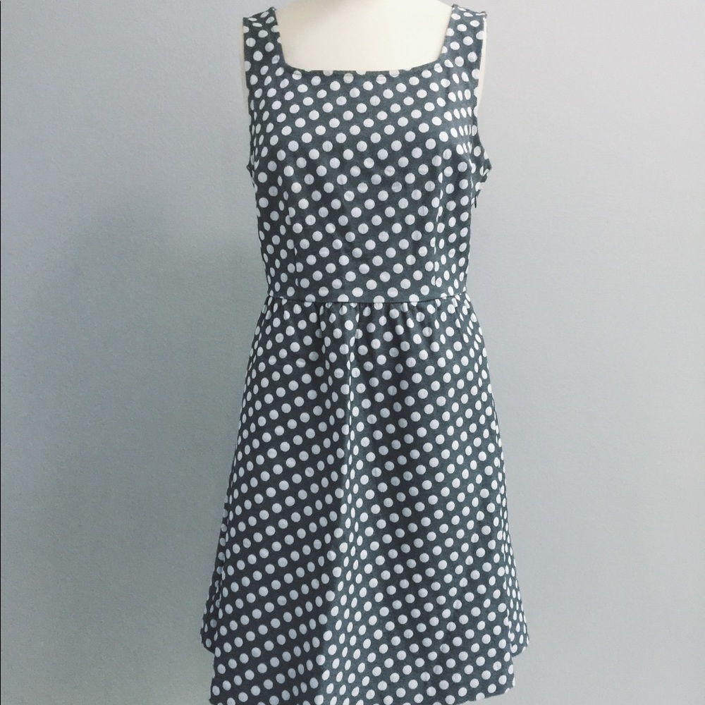 The Limited Gray x White Polka Dot Dress