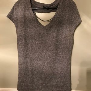 Grey slit black short sleeve "sweater" style top Grey slit black short sleeve "sweater" style top