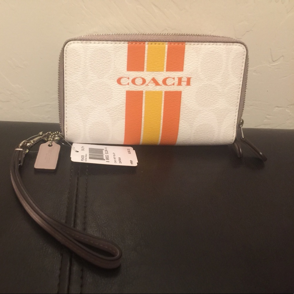 Coach Varsity Double Zip Wristlet!