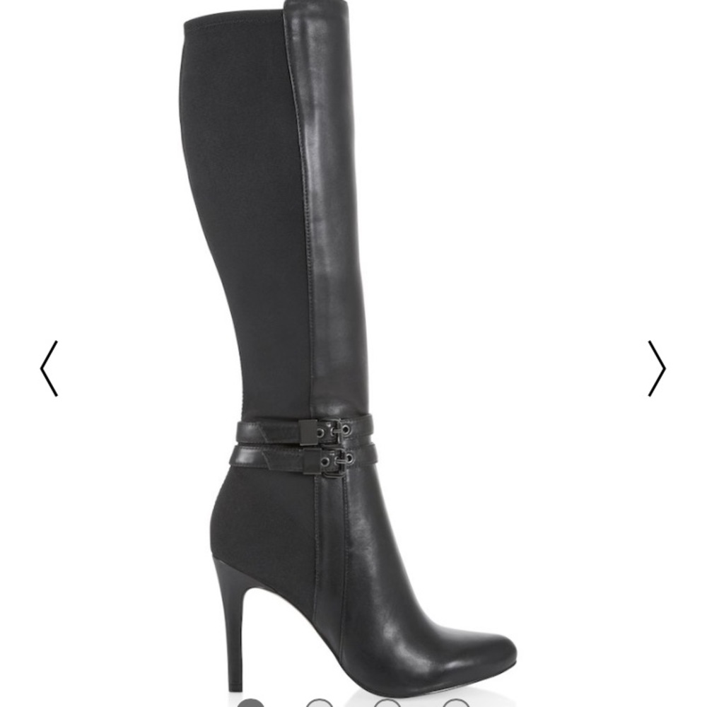White House black market tall leather buckle boots