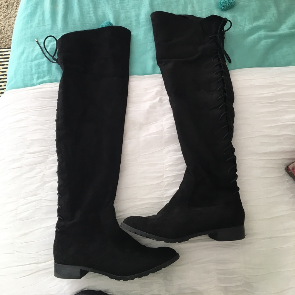 BLACK SUEDE THIGH HIGH BOOTS FROM ASOS!!
